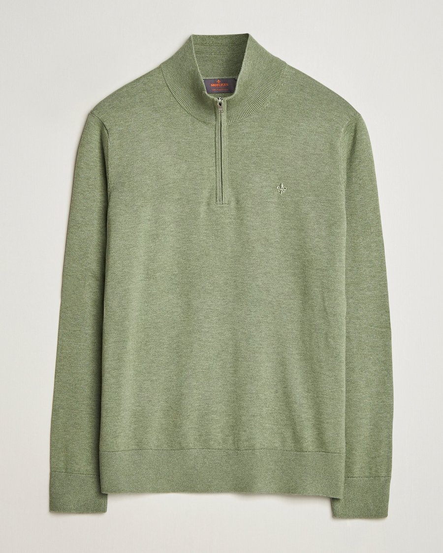 Hombres | Jerséis y prendas de punto | Morris | Riley Cotton Half Zip Olive