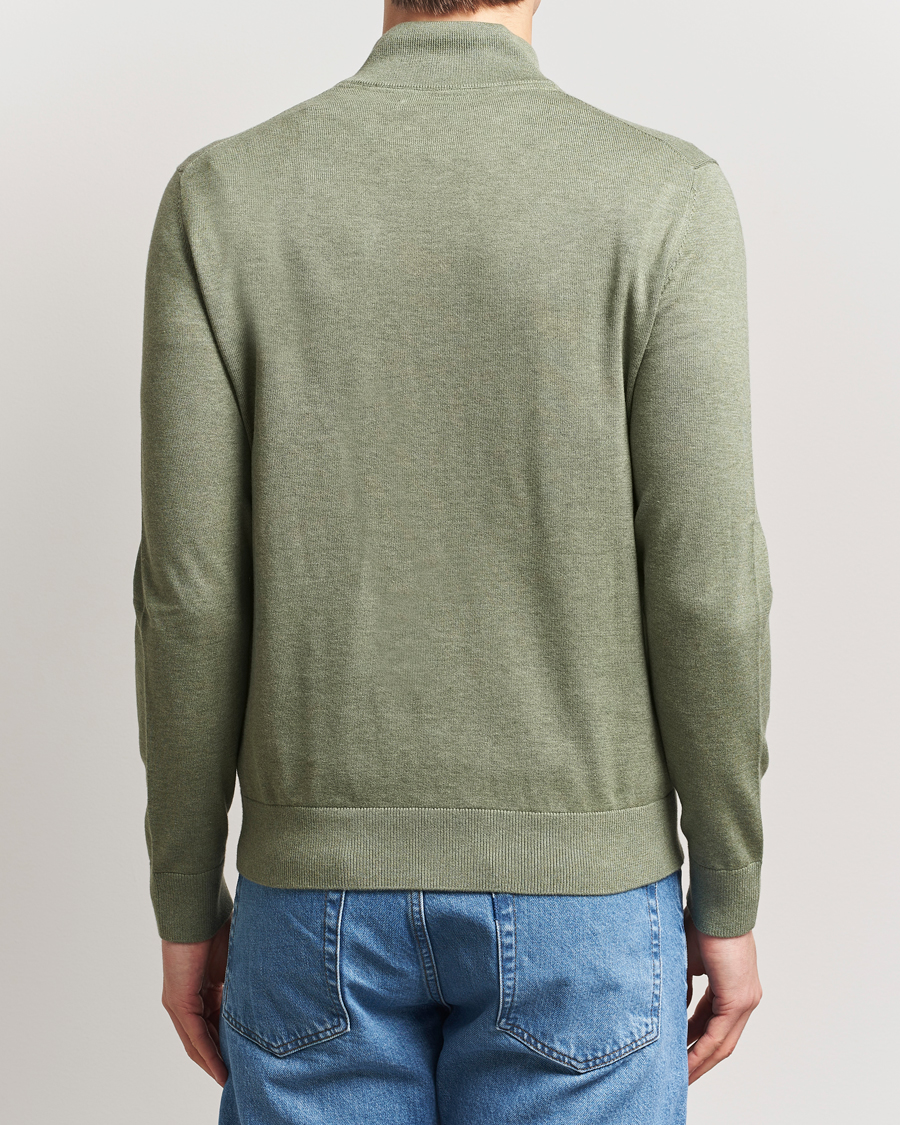Hombres | Jerséis y prendas de punto | Morris | Riley Cotton Half Zip Olive