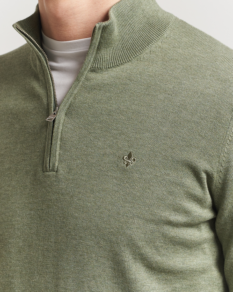 Hombres | Jerséis y prendas de punto | Morris | Riley Cotton Half Zip Olive