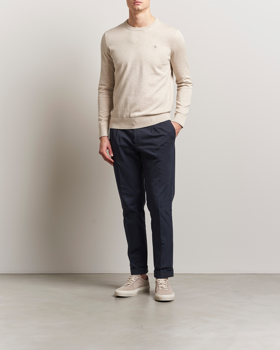 Hombres | Jerséis y prendas de punto | Morris | Riley Cotton O-Neck Khaki