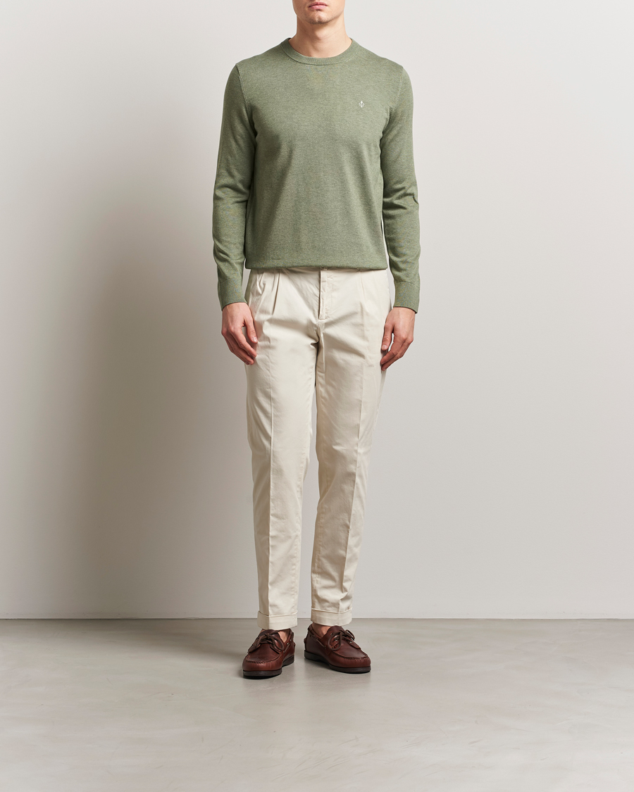 Hombres | Jerséis y prendas de punto | Morris | Riley Cotton O-Neck Olive