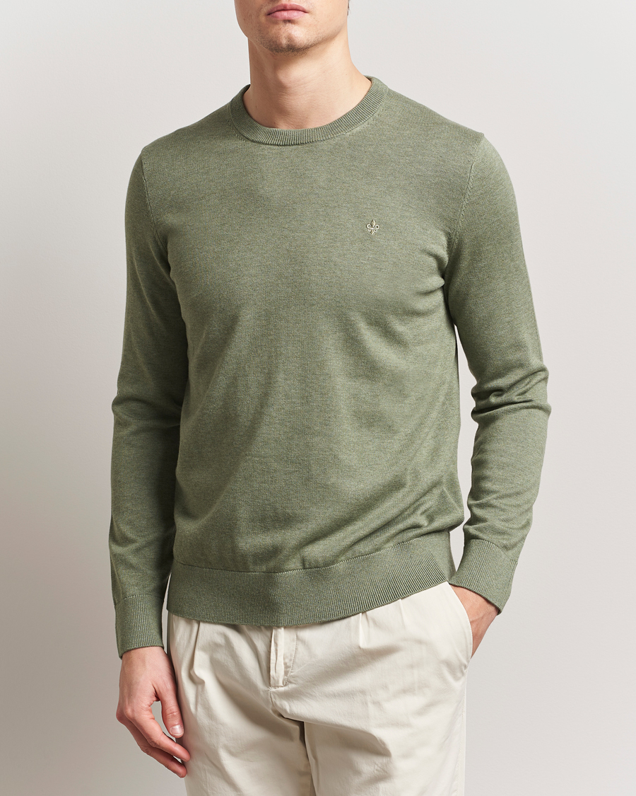 Hombres | Jerséis y prendas de punto | Morris | Riley Cotton O-Neck Olive