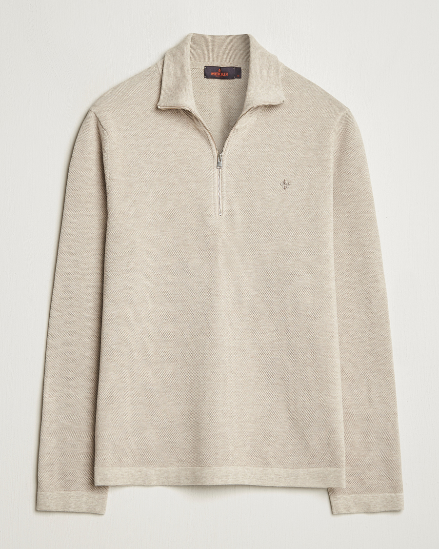 Hombres | Jerséis y prendas de punto | Morris | Jake Cotton Half Zip Khaki