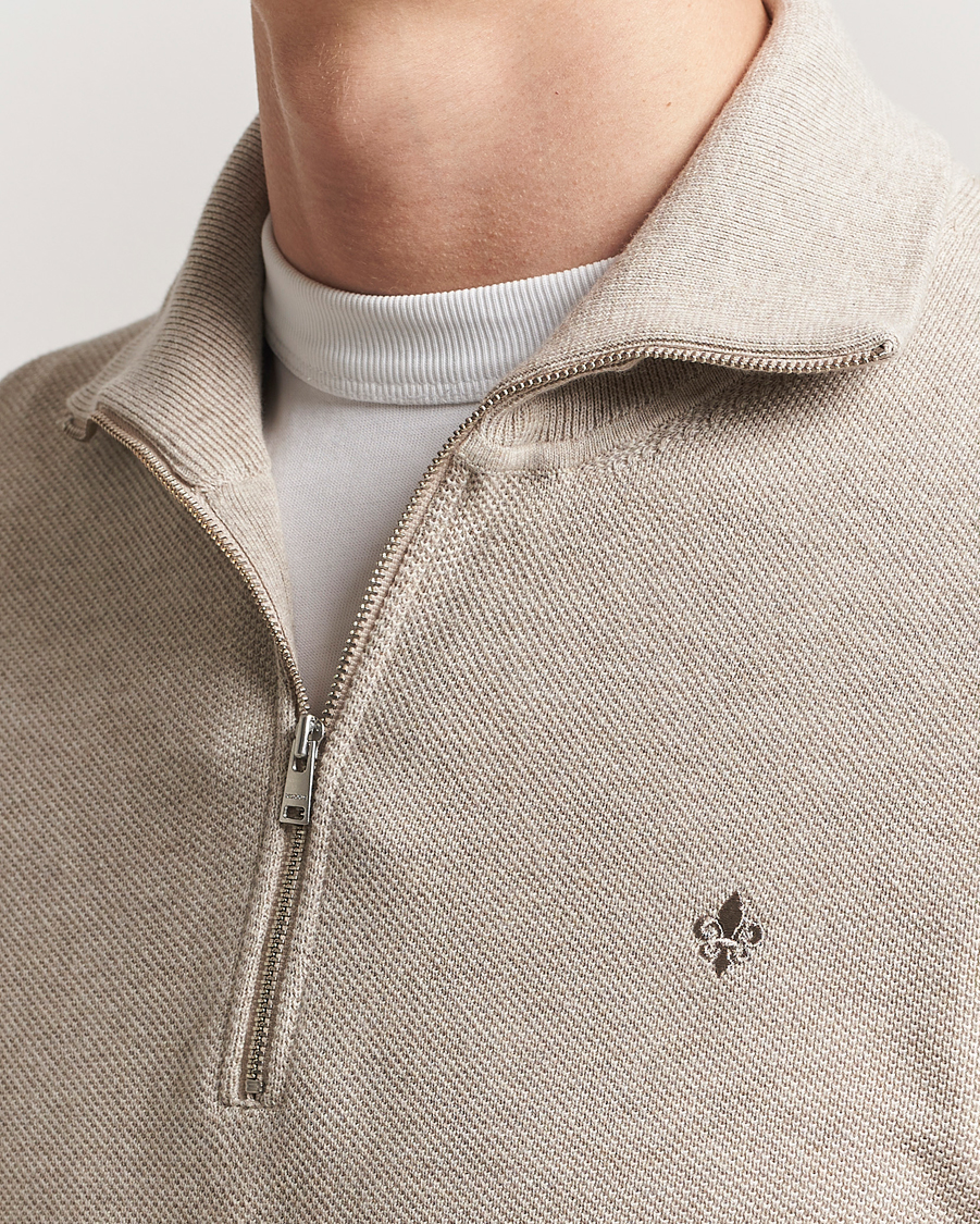 Hombres | Jerséis y prendas de punto | Morris | Jake Cotton Half Zip Khaki