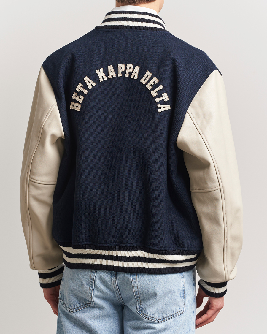 Hombres | Abrigos y chaquetas | GANT 240 Mulberry Street | Leather Mix Varsity Jacket Navy