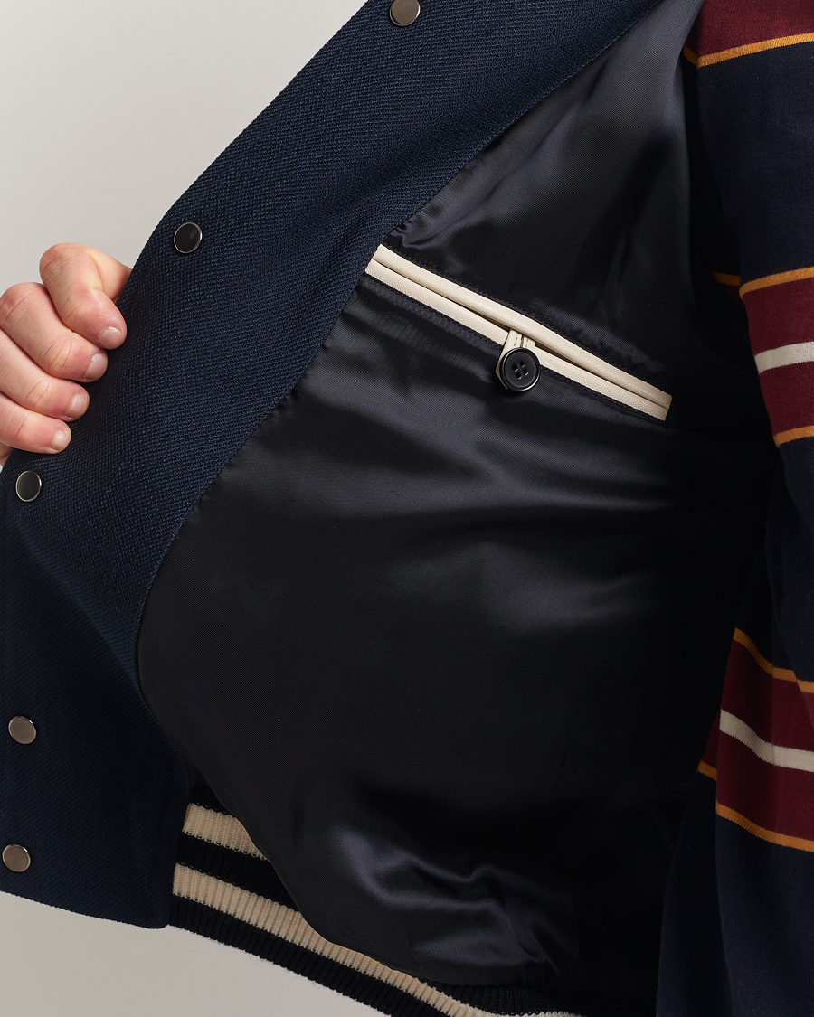 Hombres | Abrigos y chaquetas | GANT 240 Mulberry Street | Leather Mix Varsity Jacket Navy