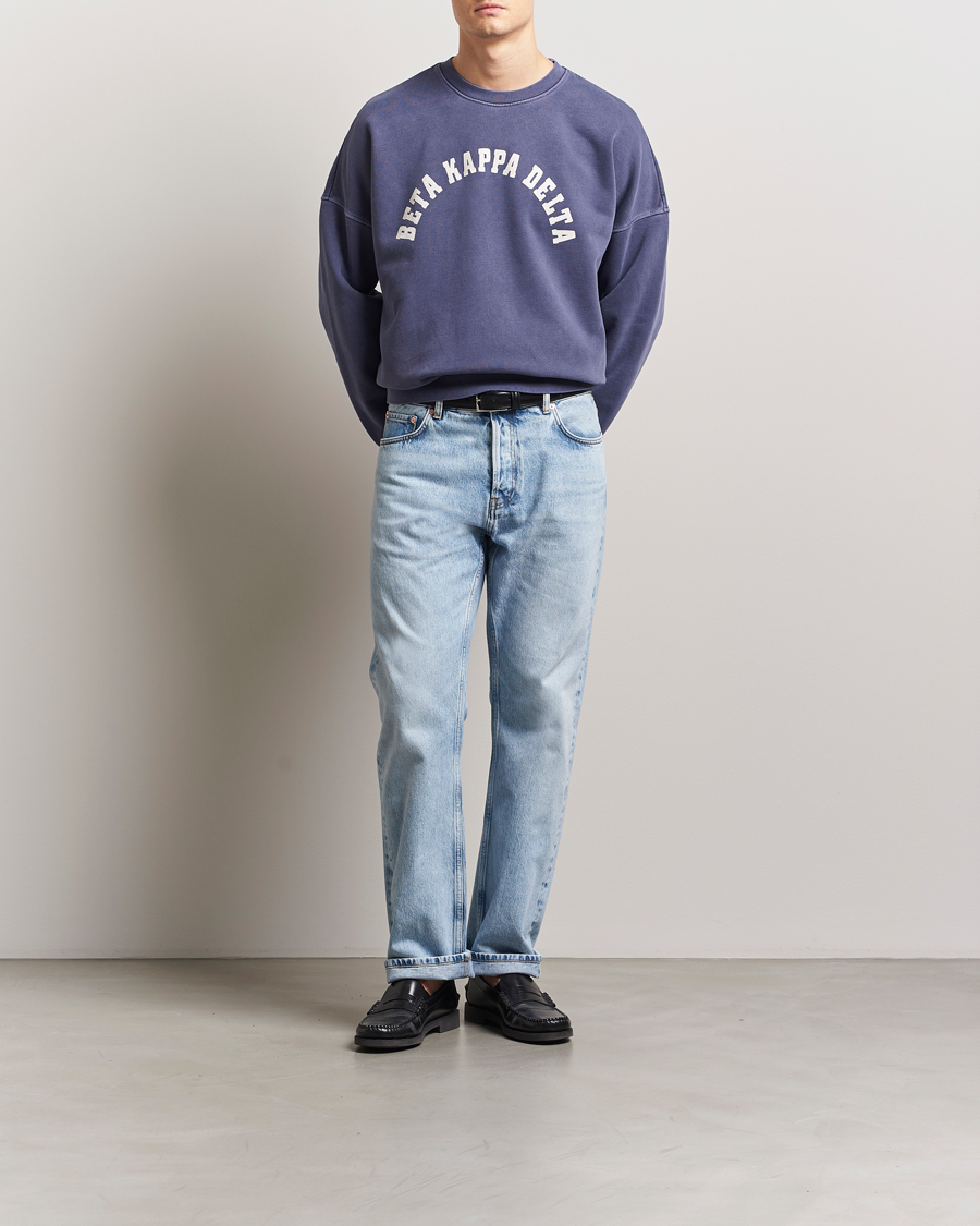 Hombres | Jerséis y prendas de punto | GANT 240 Mulberry Street | Graphic Crew Neck Sweatshirt Dusty Blue Sea
