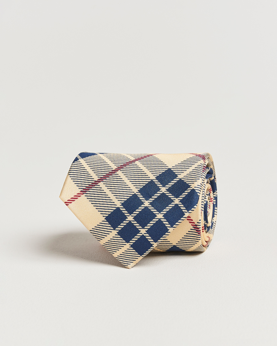 Hombres | GANT 240 Mulberry Street Printed Check Silk Tie Dusty Light Yellow | GANT 240 Mulberry Street | Printed Check Silk Tie Dusty Light Yellow