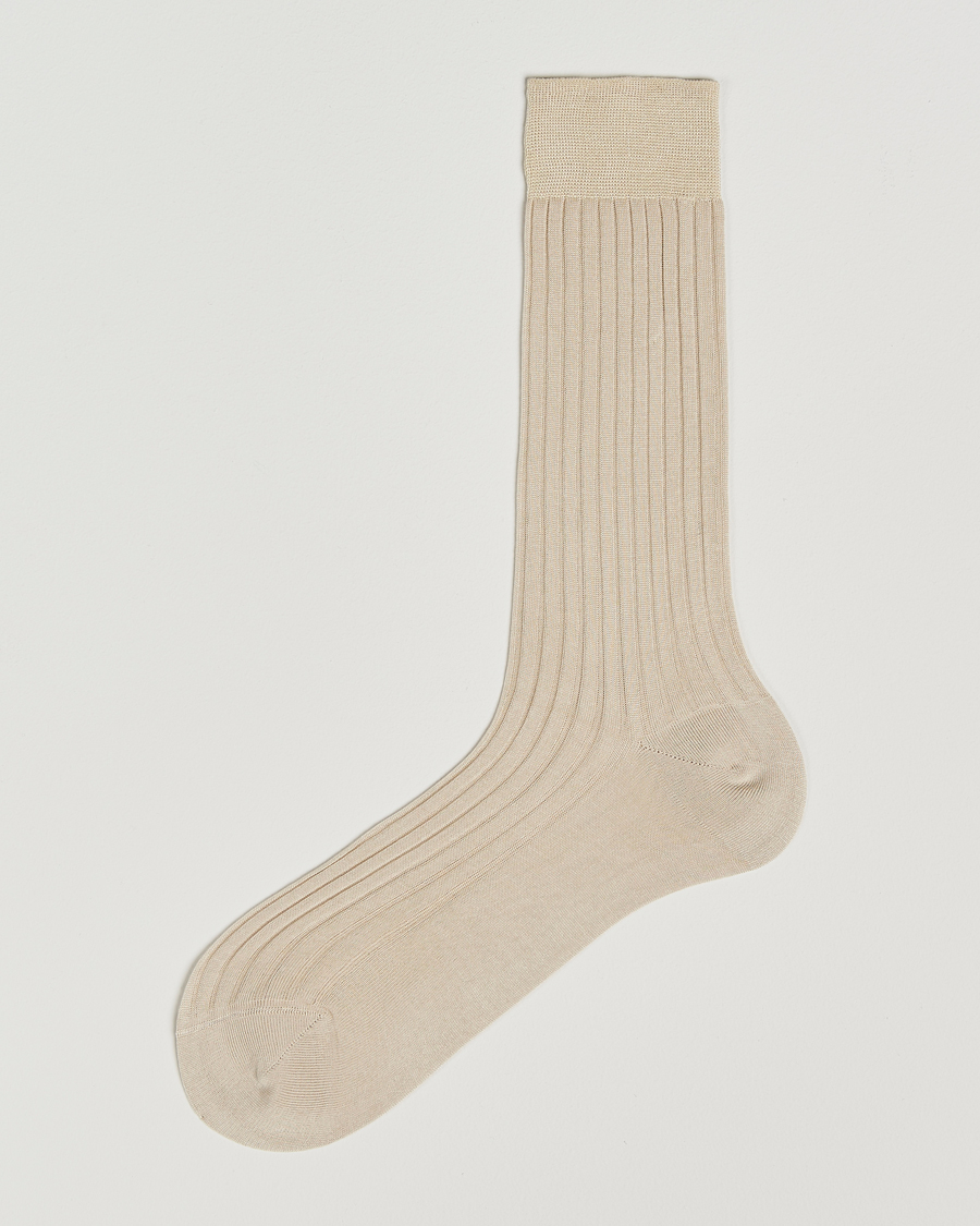 Hombres | Ropa interior y calcetines | Bresciani | Cotton Ribbed Short Socks Light Beige