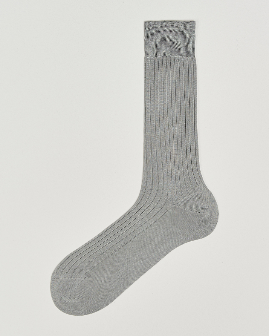 Hombres | Ropa interior y calcetines | Bresciani | Cotton Ribbed Short Socks Light Grey Melange