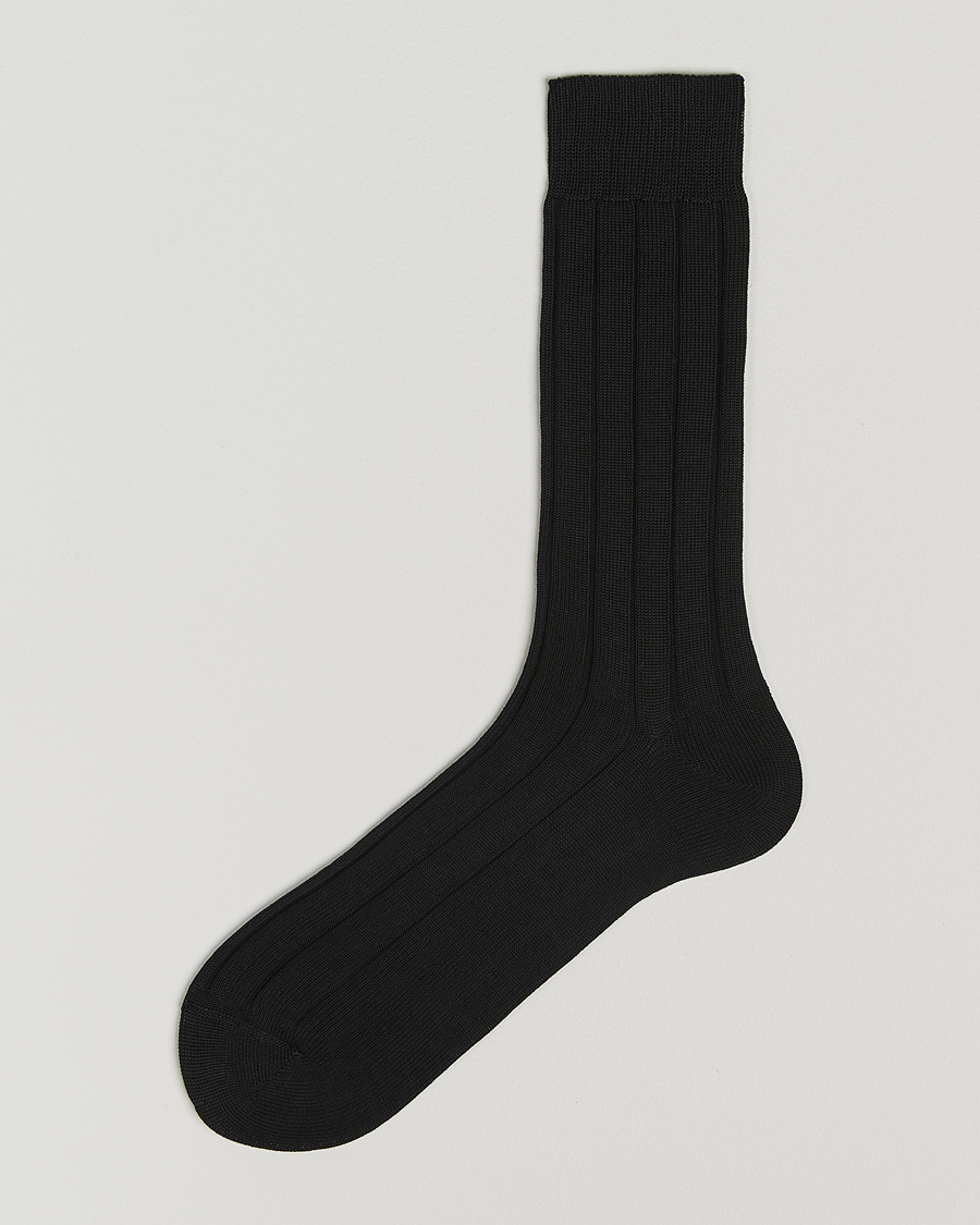 Hombres | Ropa interior y calcetines | Bresciani | Wide Ribbed Cotton Socks Black
