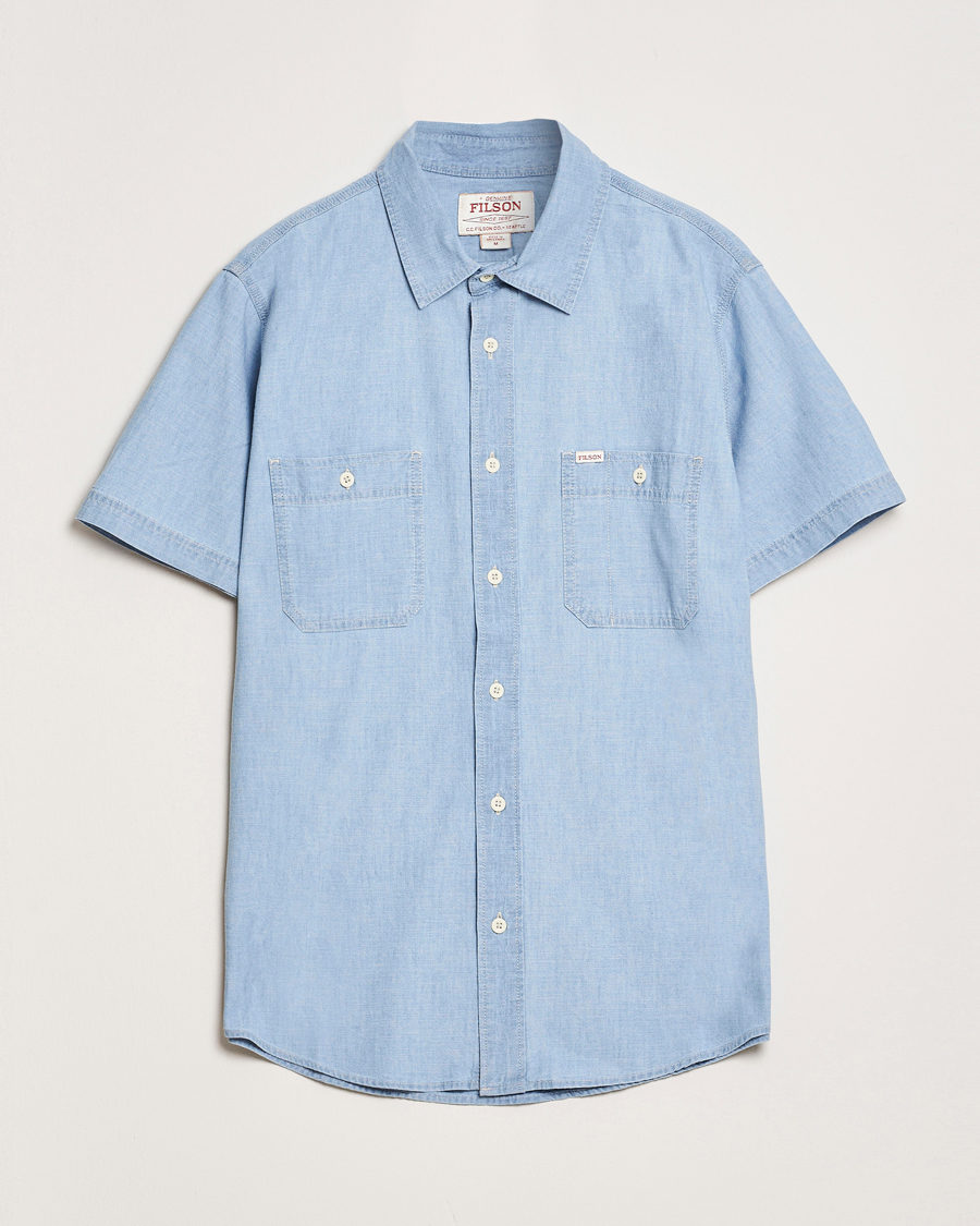Hombres | Camisas | Filson | Short Sleeve Chambray Shirt Light Indigo