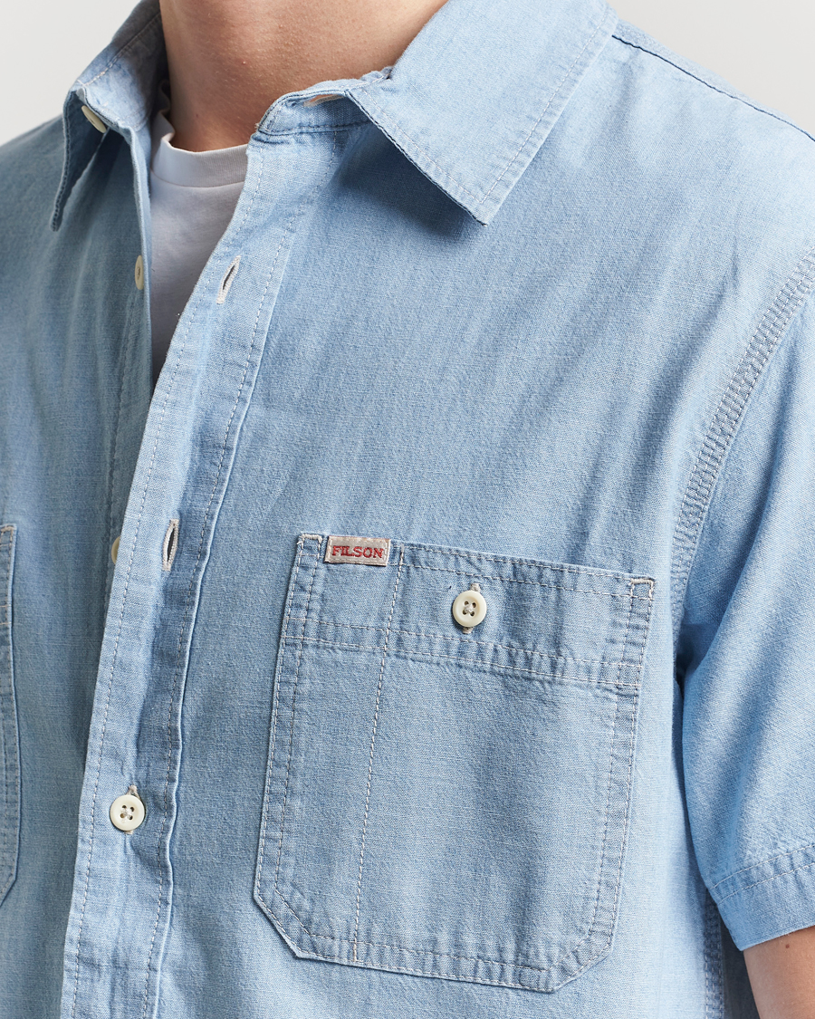 Hombres | Camisas | Filson | Short Sleeve Chambray Shirt Light Indigo