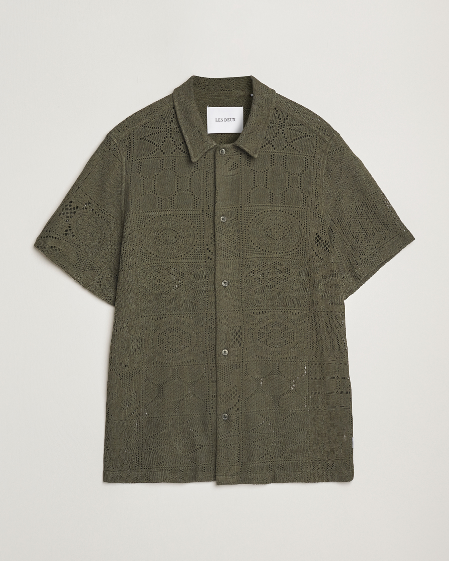 Hombres | Camisas | LES DEUX | Hector Lace Short Sleeve Shirt Green