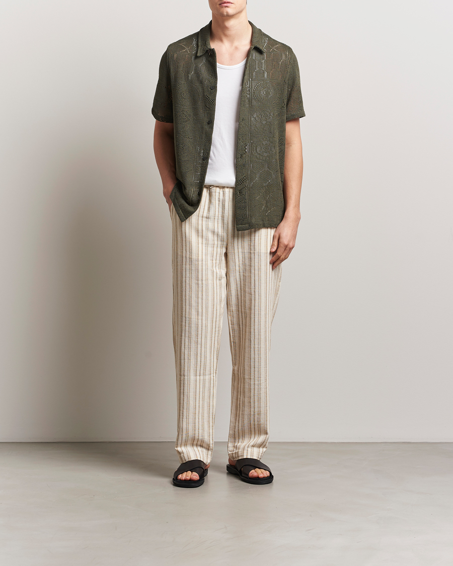 Hombres | Camisas | LES DEUX | Hector Lace Short Sleeve Shirt Green