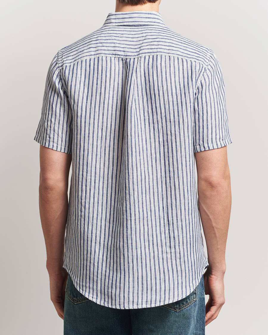 Hombres | Camisas | LES DEUX | Kris Linen Short Sleeve Shirt Ivory/Blueprint