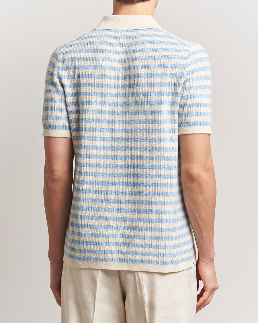Hombres | Polos | Tiger of Sweden | Erros Knitted Striped Polo Light Blue