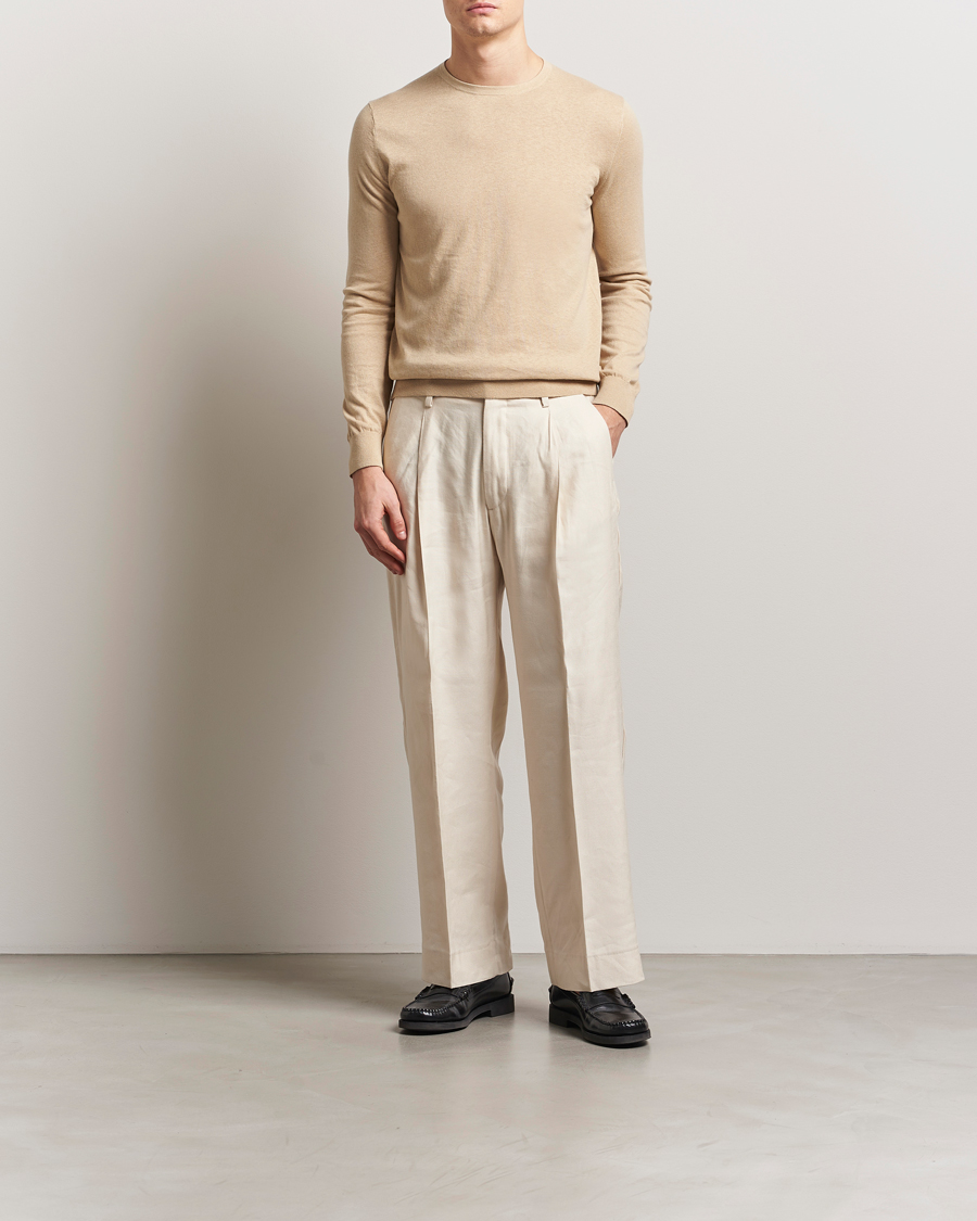Hombres | Jerséis y prendas de punto | Tiger of Sweden | Connor Linen/Cotton Sweater Practical Beige