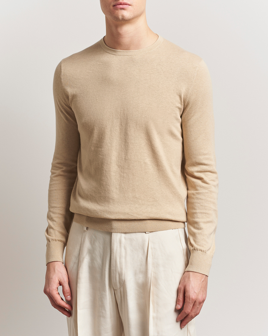 Hombres | Jerséis y prendas de punto | Tiger of Sweden | Connor Linen/Cotton Sweater Practical Beige