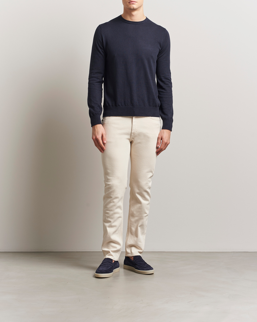 Hombres | Jerséis y prendas de punto | Tiger of Sweden | Connor Linen/Cotton Sweater Light Ink
