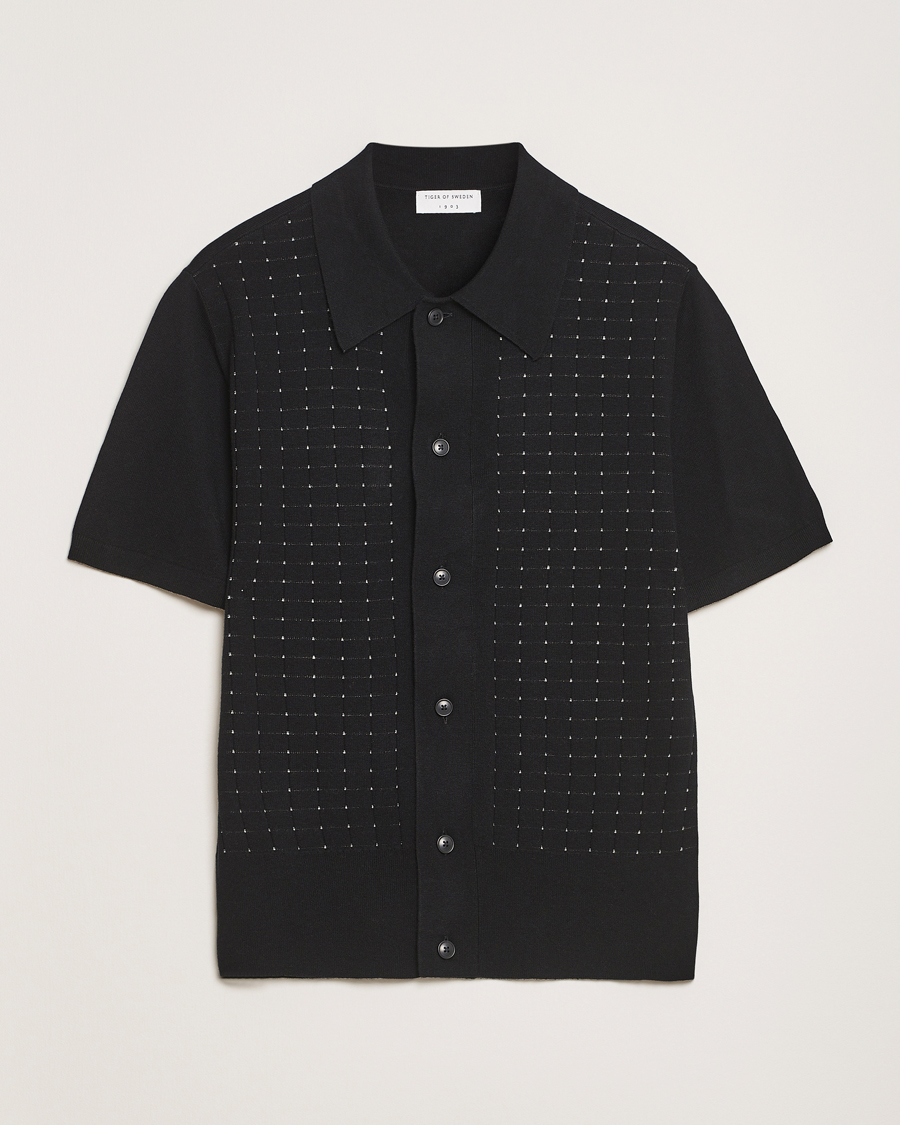 Hombres | Camisas | Tiger of Sweden | Araawen Knitted Short Sleeve Shirt Black