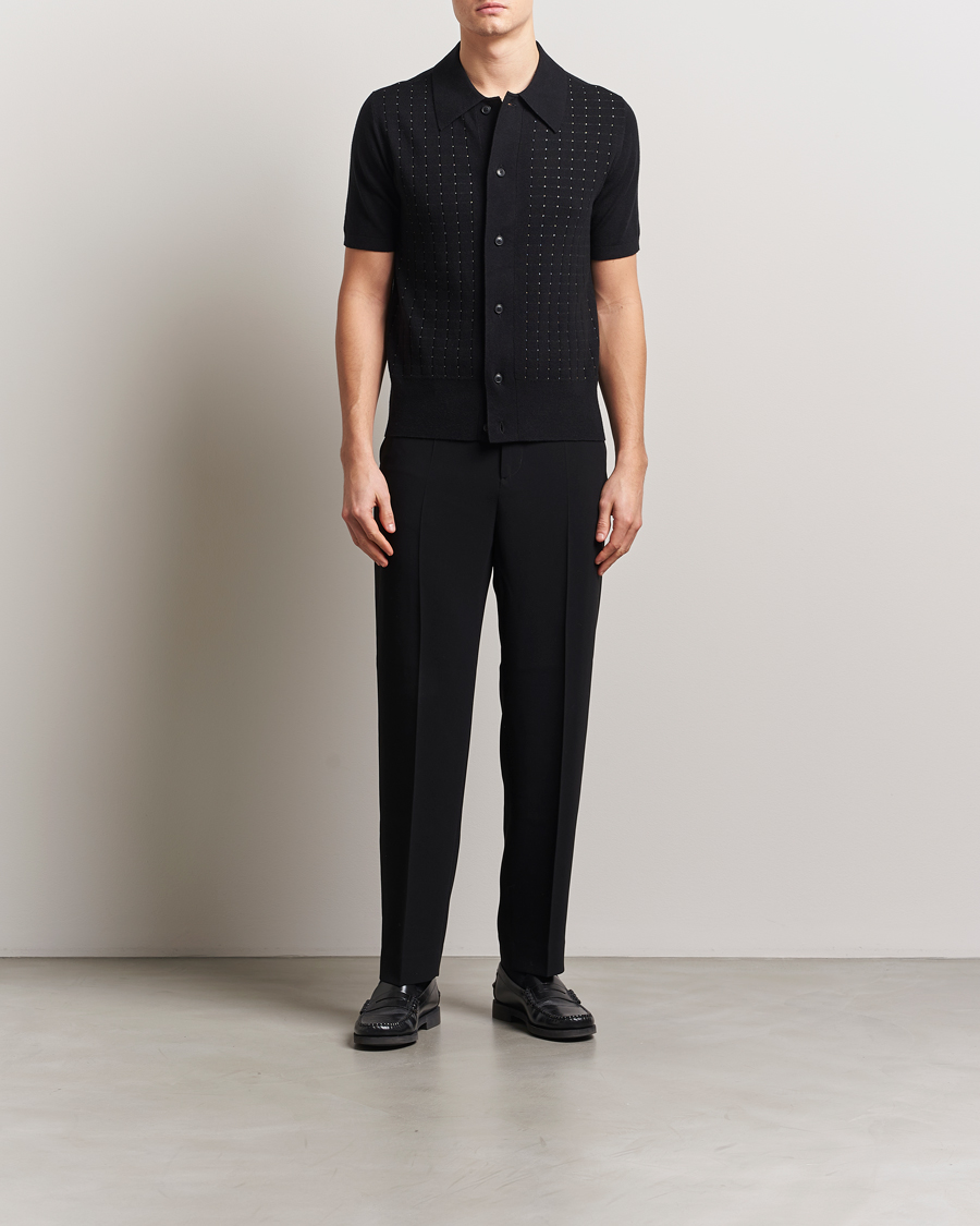 Hombres | Camisas | Tiger of Sweden | Araawen Knitted Short Sleeve Shirt Black