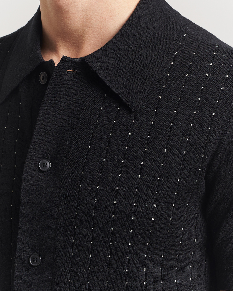 Hombres | Camisas | Tiger of Sweden | Araawen Knitted Short Sleeve Shirt Black