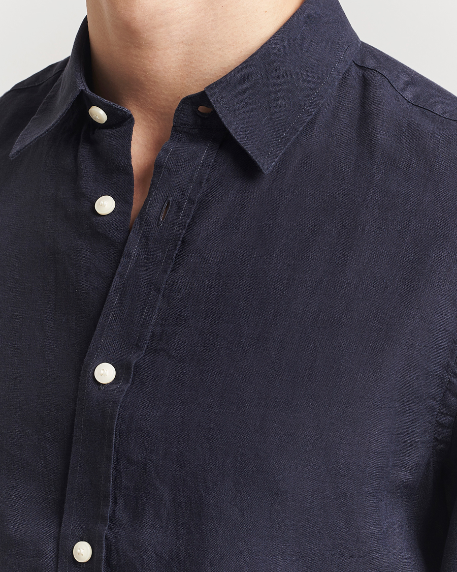 Hombres | Camisas | Tiger of Sweden | Spenser Linen Shirt Midnight Blue