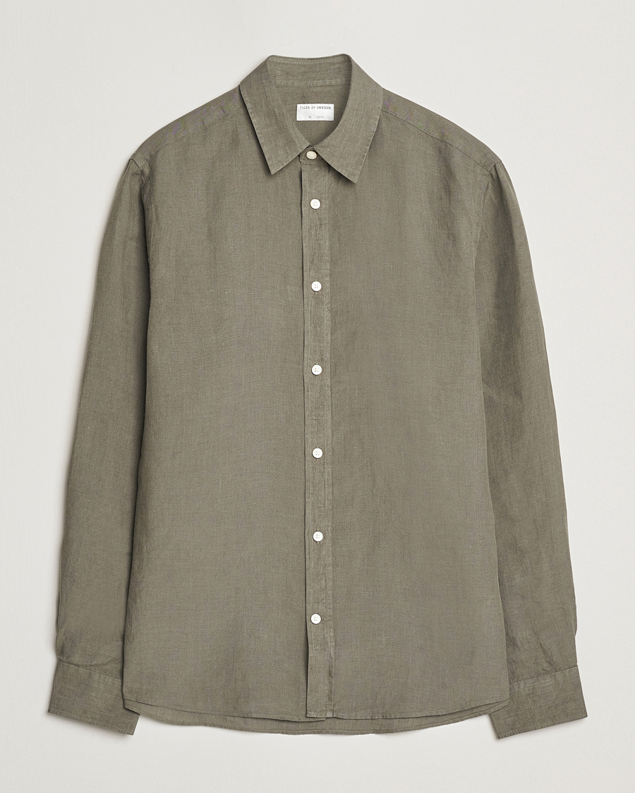 Hombres | Camisas | Tiger of Sweden | Spenser Linen Shirt Thyme Green