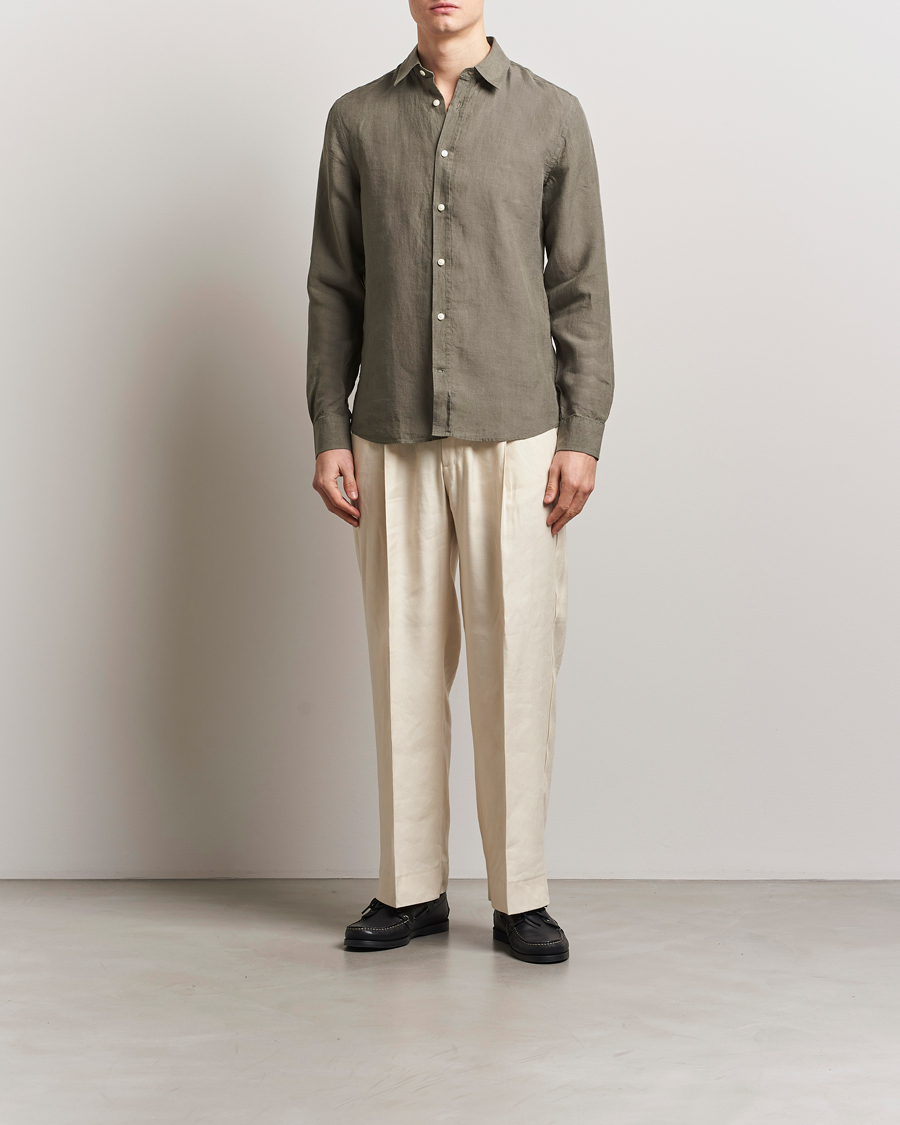 Hombres | Camisas | Tiger of Sweden | Spenser Linen Shirt Thyme Green