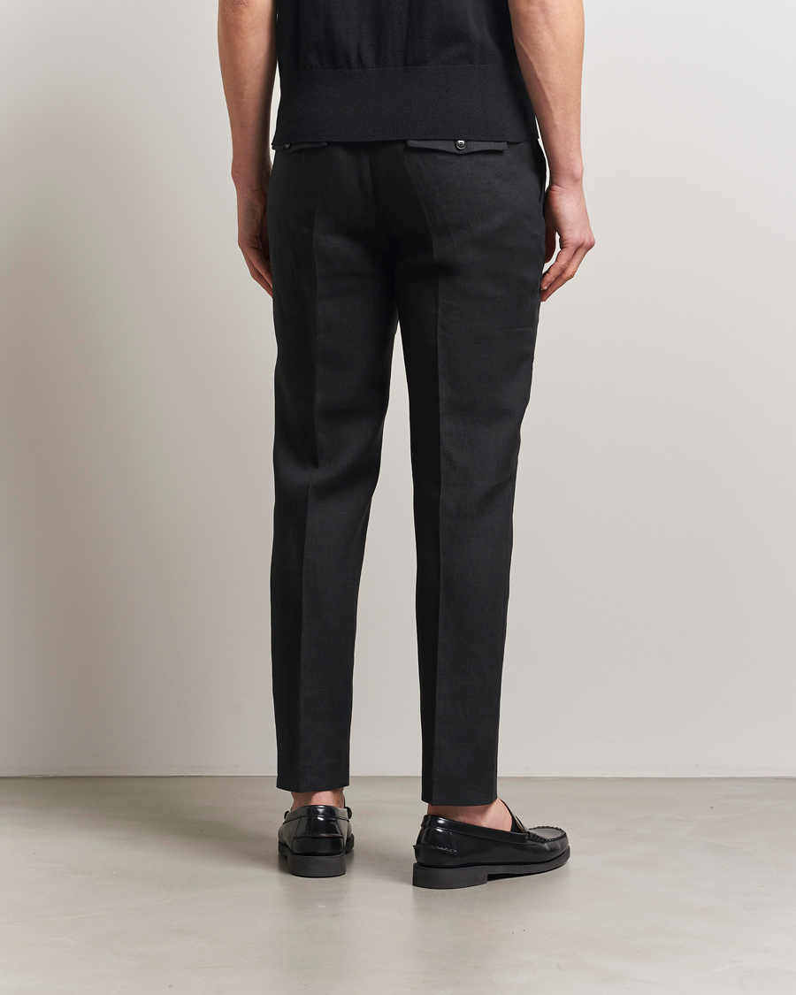 Hombres | Pantalones | Tiger of Sweden | Tannen Linen Drawstring Trousers Black