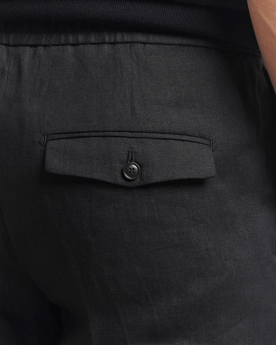 Hombres | Pantalones | Tiger of Sweden | Tannen Linen Drawstring Trousers Black