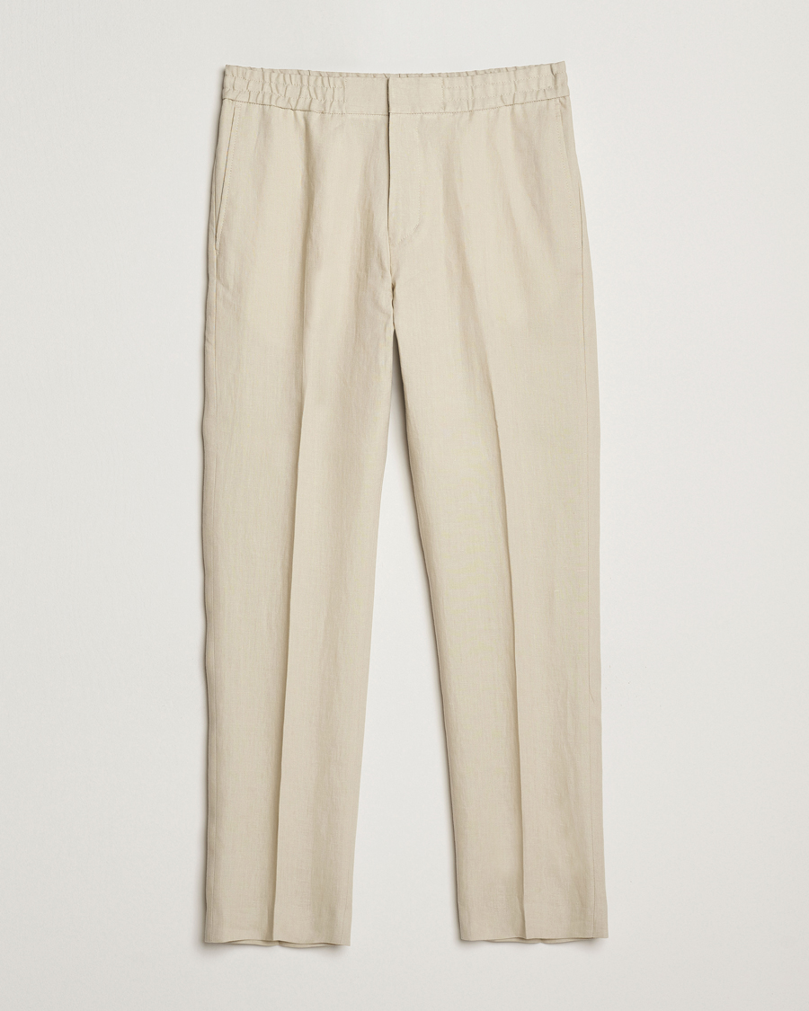 Hombres | Pantalones | Tiger of Sweden | Tannen Linen Drawstring Trousers Cream Sand