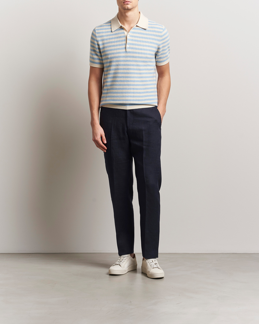 Hombres | Pantalones | Tiger of Sweden | Tannen Linen Drawstring Trousers Midnight Blue