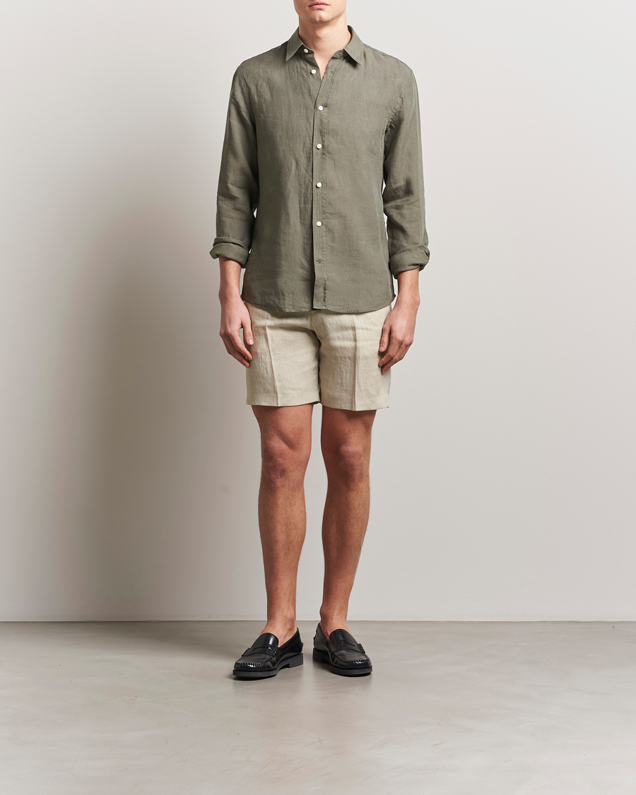 Hombres | Pantalones cortos | Tiger of Sweden | Thiago Linen Shorts Cream Sand