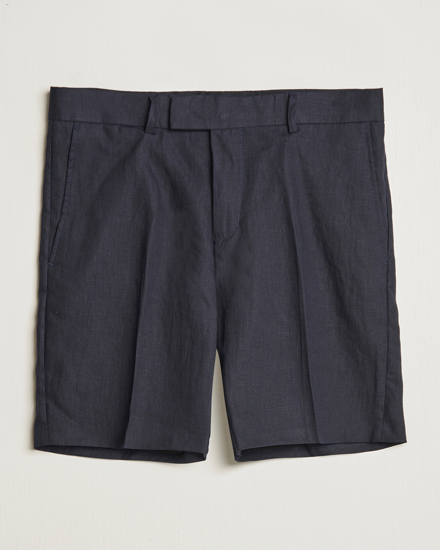 Hombres | Pantalones cortos | Tiger of Sweden | Thiago Linen Shorts Midnight Blue