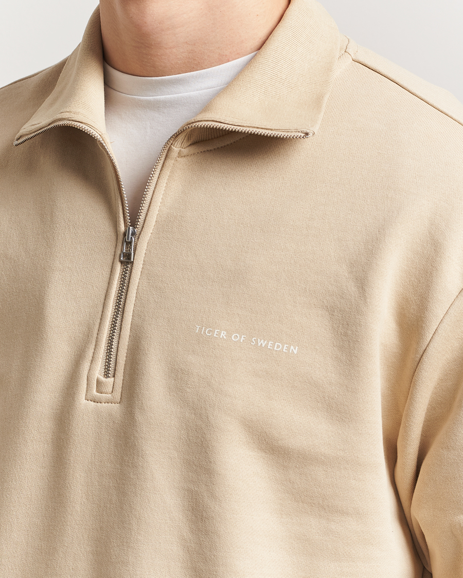 Hombres | Jerséis y prendas de punto | Tiger of Sweden | Marlon Half Zip Sweatshirt Practical Beige