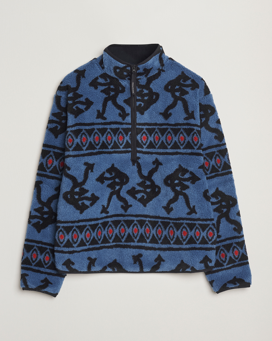 Hombres | Jerséis y prendas de punto | District Vision | Half Zip Pile Fleece Blue Arrow