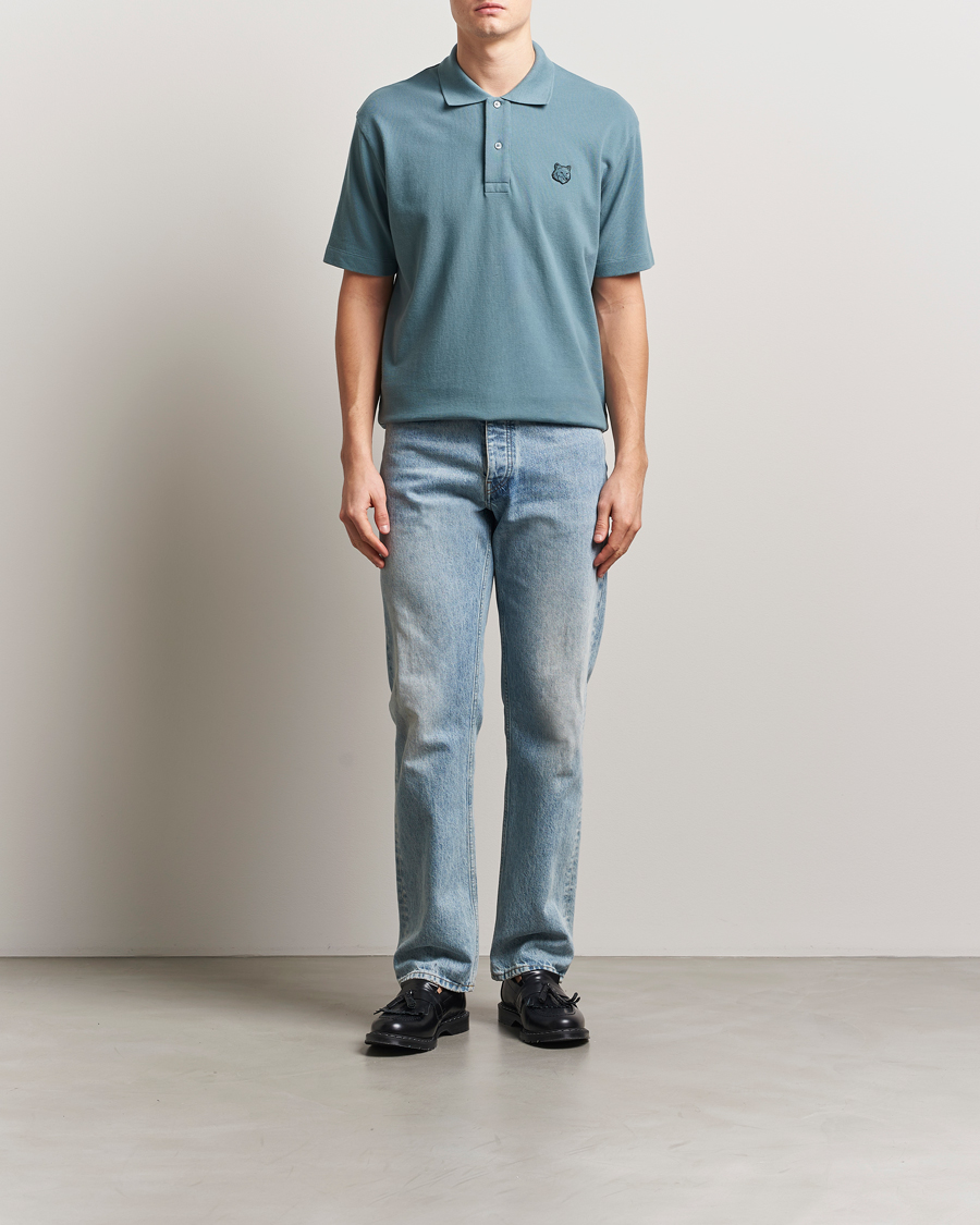 Hombres | Polos | Maison Kitsuné | Tonal Fox Head Polo Seine Blue