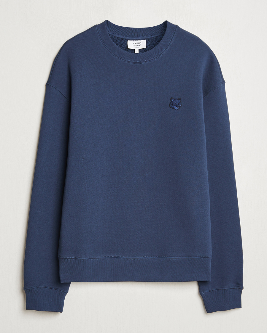 Hombres | Jerséis y prendas de punto | Maison Kitsuné | Tonal Fox Head Sweatshirt Ink Blue