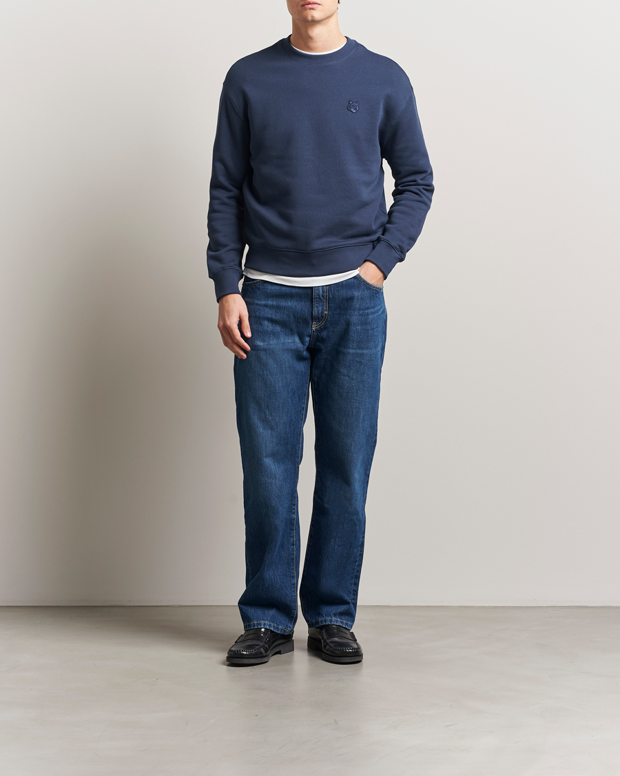 Hombres | Jerséis y prendas de punto | Maison Kitsuné | Tonal Fox Head Sweatshirt Ink Blue