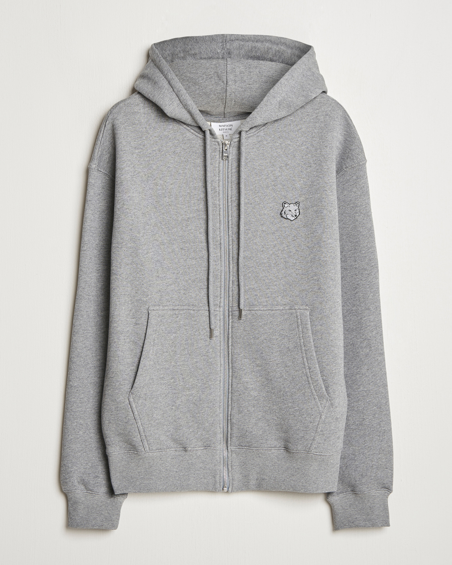 Hombres | Jerséis y prendas de punto | Maison Kitsuné | Tonal Fox Head Full Zip Hoodie Medium Grey Melange