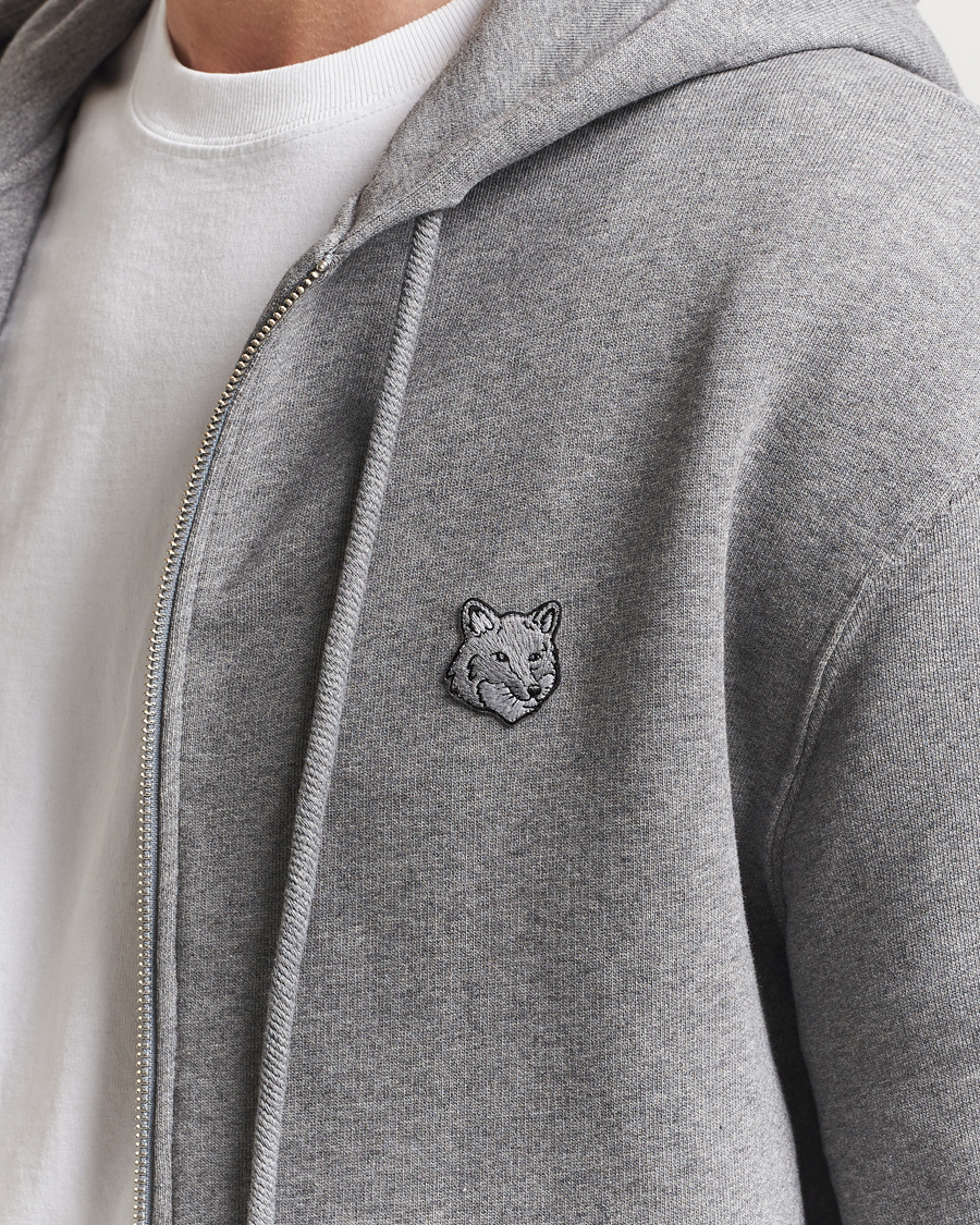 Hombres | Jerséis y prendas de punto | Maison Kitsuné | Tonal Fox Head Full Zip Hoodie Medium Grey Melange