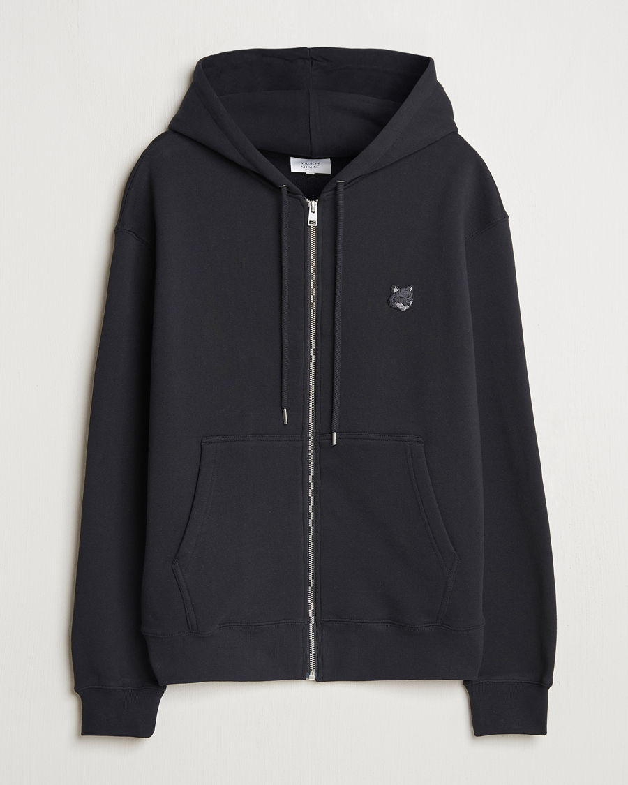 Hombres | Jerséis y prendas de punto | Maison Kitsuné | Tonal Fox Head Full Zip Hoodie Black