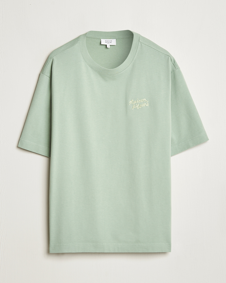 Hombres | Camisetas | Maison Kitsuné | Handwriting Embroidery T-Shirt Vert De Gris