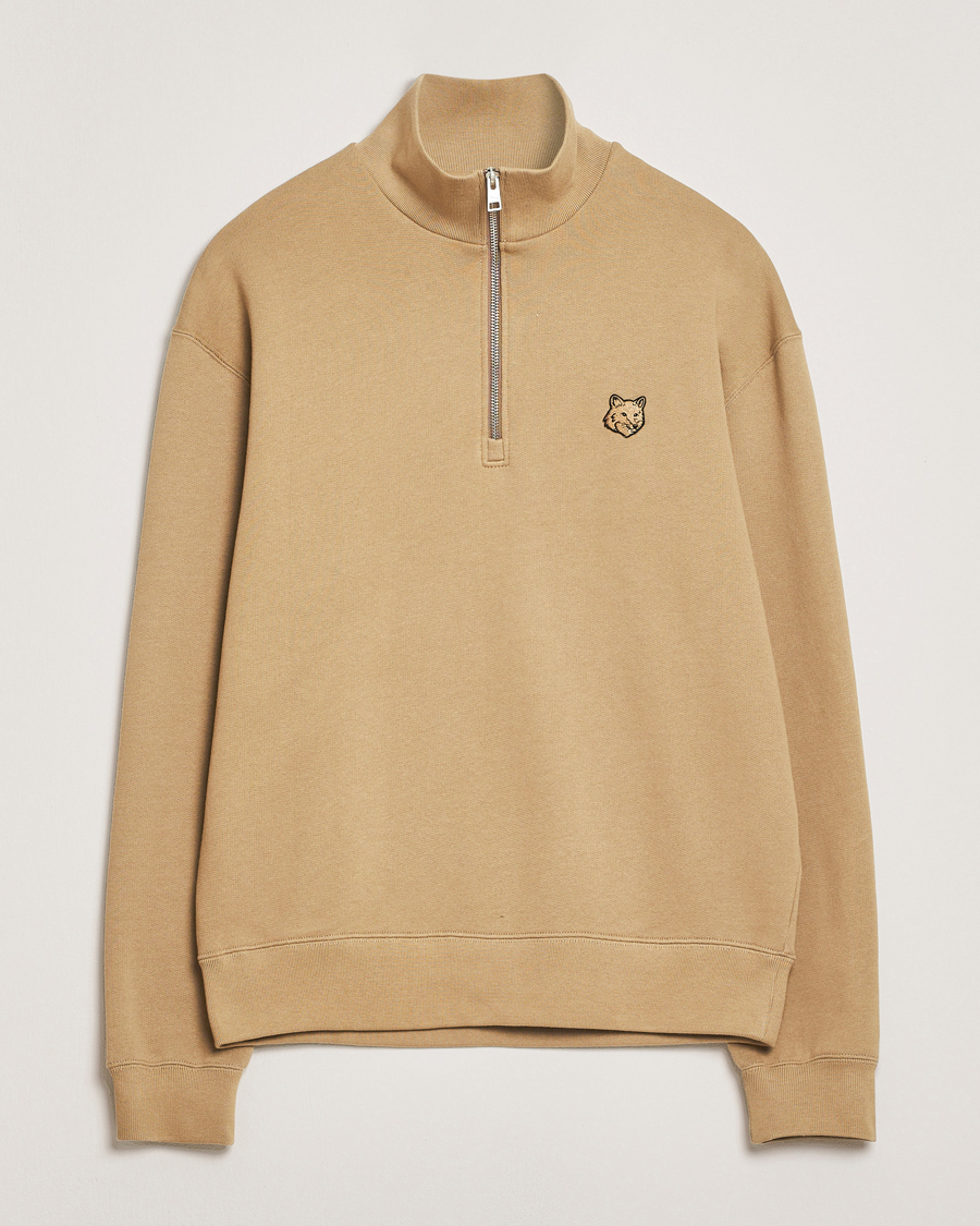 Hombres | Jerséis y prendas de punto | Maison Kitsuné | Tonal Fox Head Half Zip Sweatshirt Cardamon