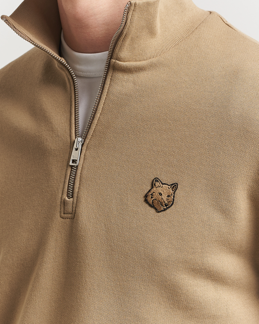 Hombres | Jerséis y prendas de punto | Maison Kitsuné | Tonal Fox Head Half Zip Sweatshirt Cardamon