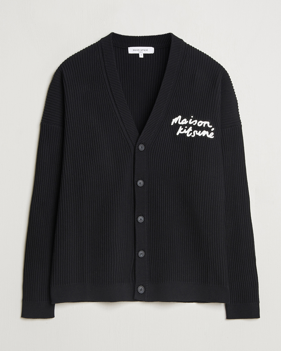 Hombres | Jerséis y prendas de punto | Maison Kitsuné | Handwriting Rib Knitted Cardigan Black
