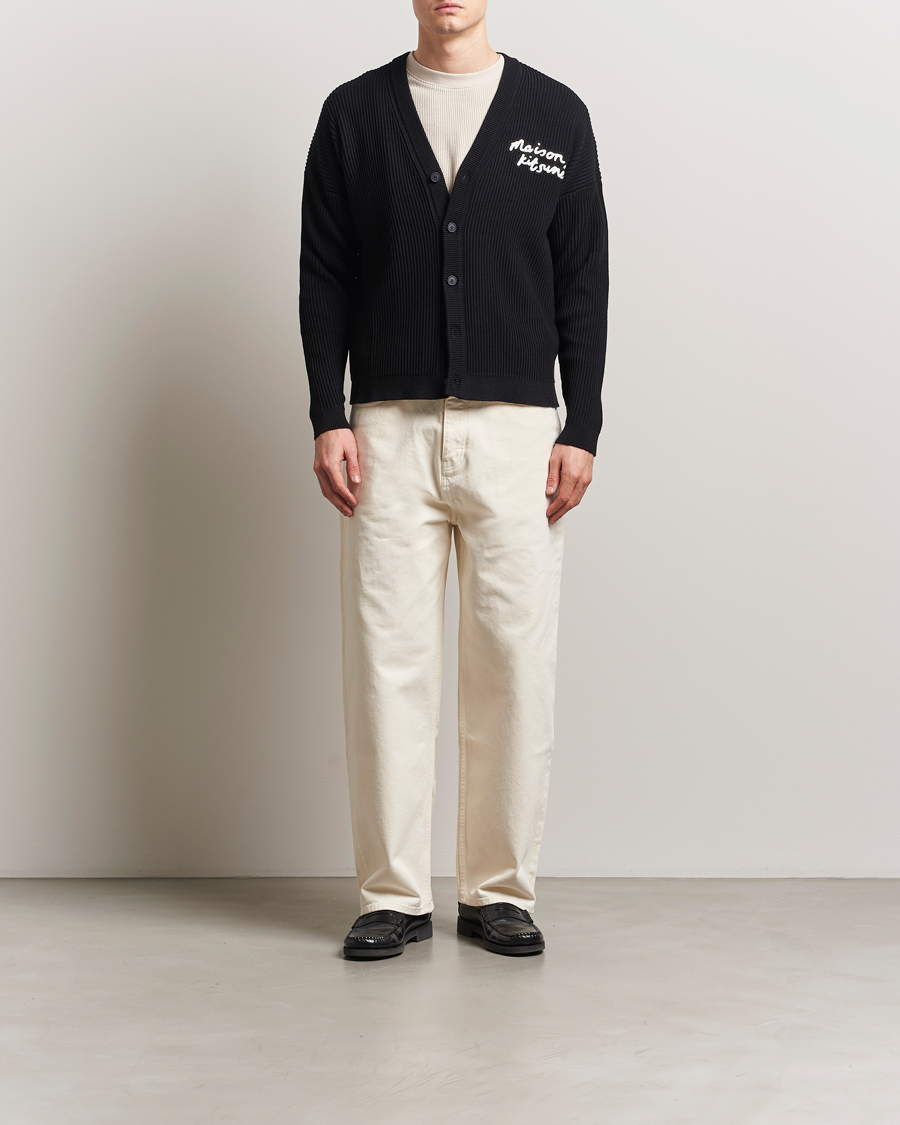 Hombres | Jerséis y prendas de punto | Maison Kitsuné | Handwriting Rib Knitted Cardigan Black