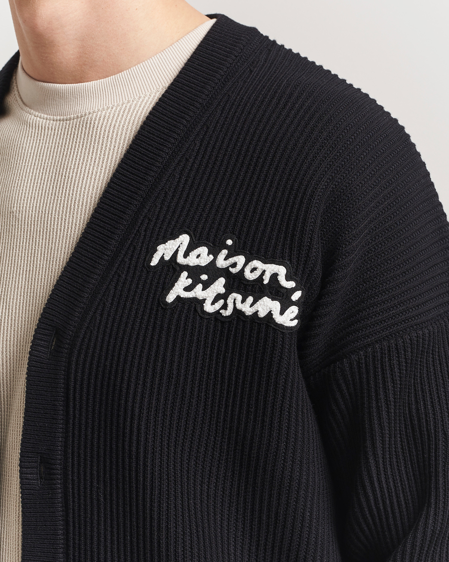 Hombres | Jerséis y prendas de punto | Maison Kitsuné | Handwriting Rib Knitted Cardigan Black